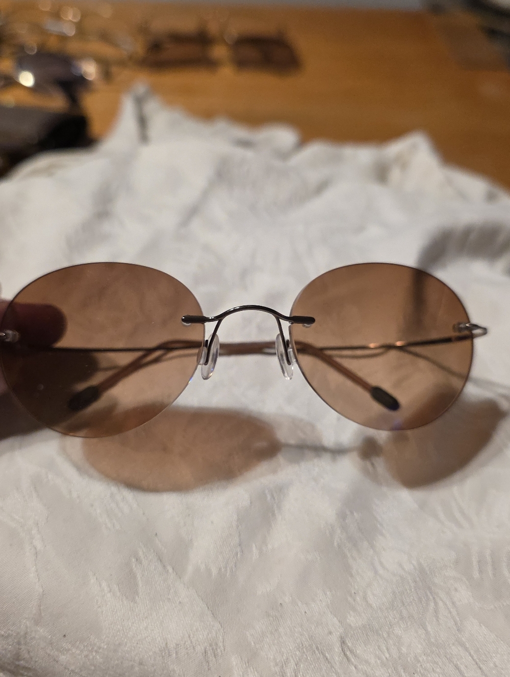 Rimless Women's Sunglasses with Brown Lenses